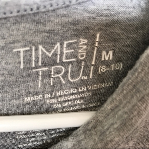 Time and Tru SzM Summer Tee Shirt Dress Sleeveless Knee Length Gray - Picture 3 of 5